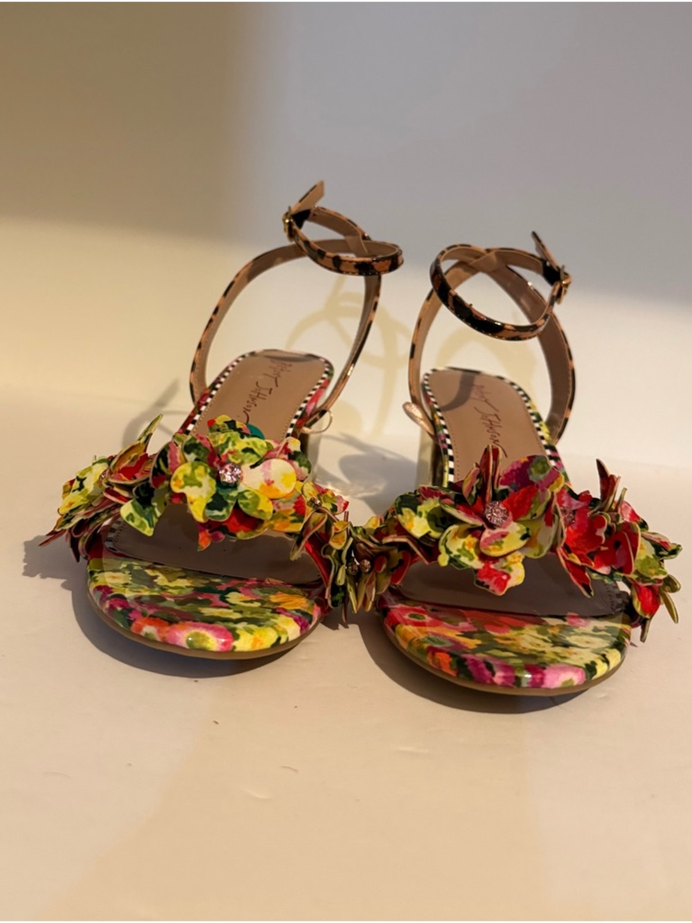 Betsey Johnson Floral Embellished Ankle-Strap Block Heel Sandals - Multicolor - Picture 6 of 10